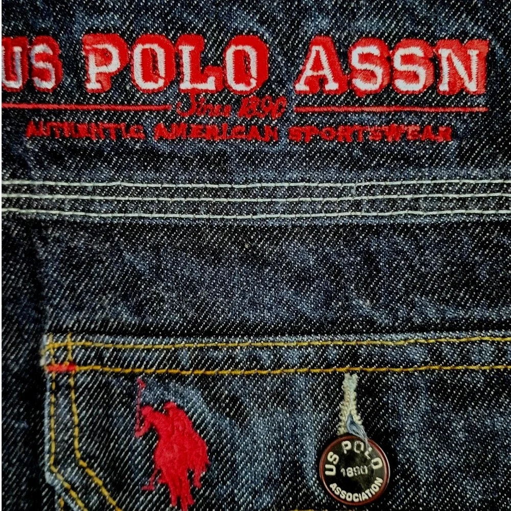 Vintage US Polo Assn Denim Jacket Trucker Mens L* Oversized Dark Wash 90s Street